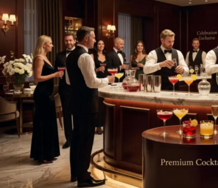 Stylová cocktail recepce s elegantně naservírovanými drinky