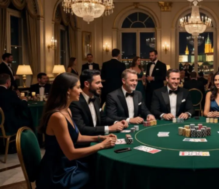 Elegantní večerní event s poker stolem a hosty